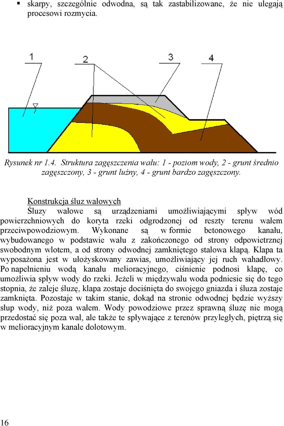 Konstrukcja śluz wałowych Śluzy wałowe są urządzeniami umożliwiającymi spływ wód powierzchniowych do koryta rzeki odgrodzonej od reszty terenu wałem przeciwpowodziowym.