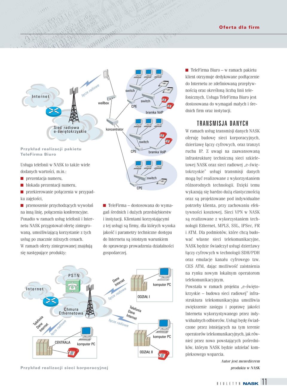 Przykład realizacji pakietu TeleFirma Biuro Usługa telefonii w NASK to także wiele dodanych wartości, m.in.