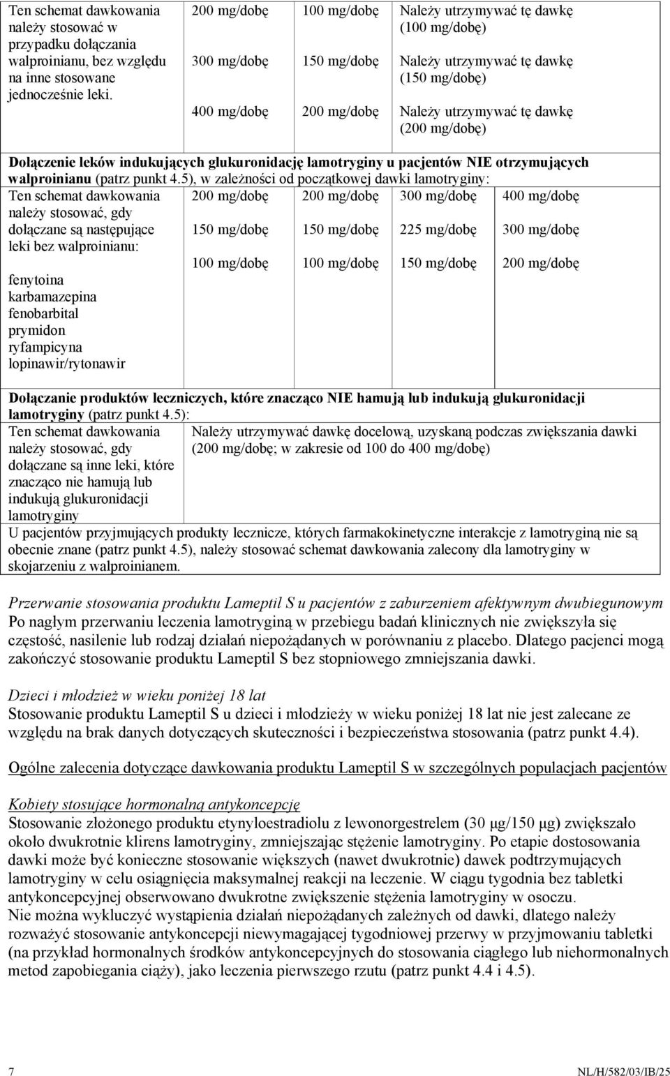 Dołączenie leków indukujących glukuronidację lamotryginy u pacjentów NIE otrzymujących walproinianu (patrz punkt 4.