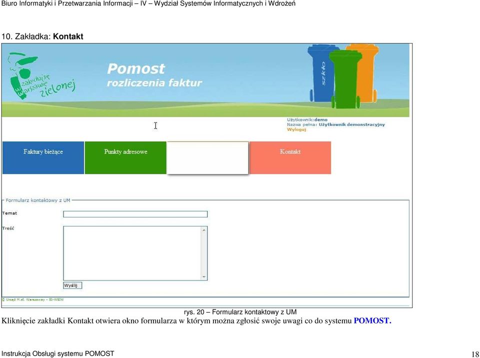 Kontakt otwiera okno formularza w którym można