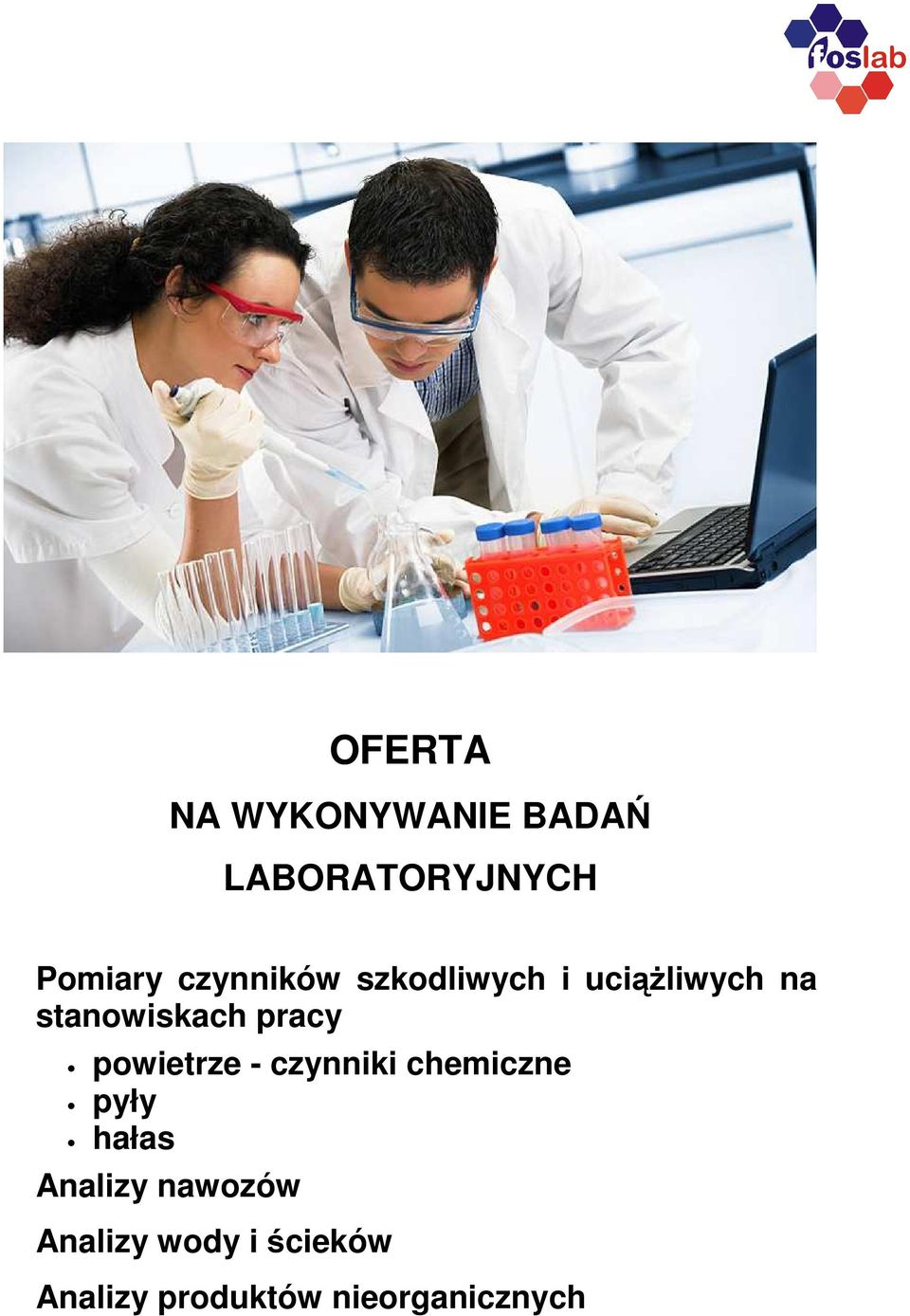 pracy powietrze - czynniki chemiczne pyły hałas Analizy