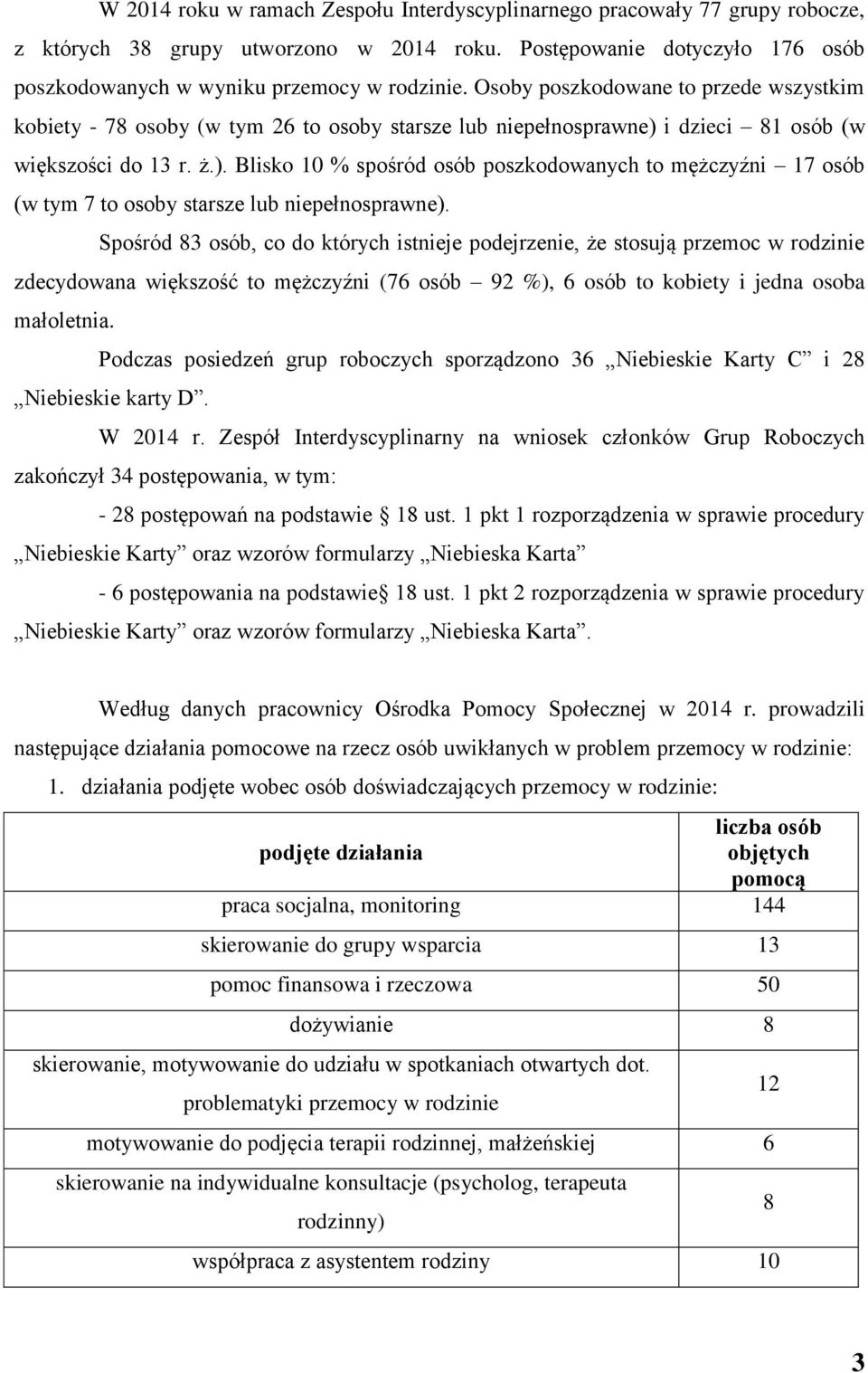 i dzieci 81 osób (w większości do 13 r. ż.). Blisko 10 % spośród osób poszkodowanych to mężczyźni 17 osób (w tym 7 to osoby starsze lub niepełnosprawne).