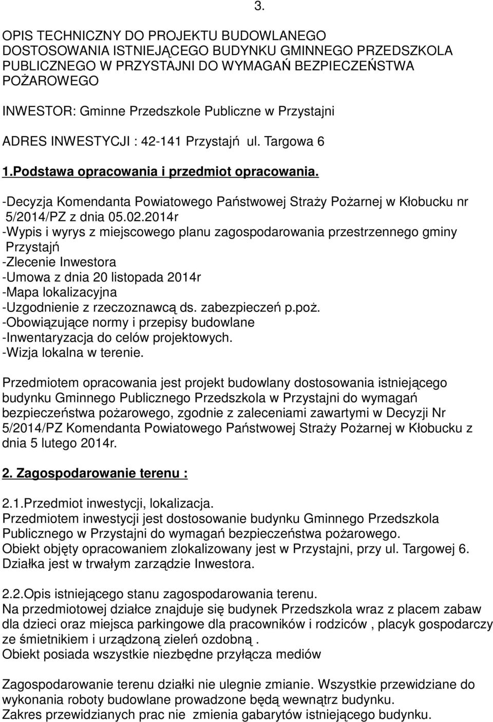 -Decyzja Komendanta Powiatowego Państwowej Straży Pożarnej w Kłobucku nr 5/2014/PZ z dnia 05.02.