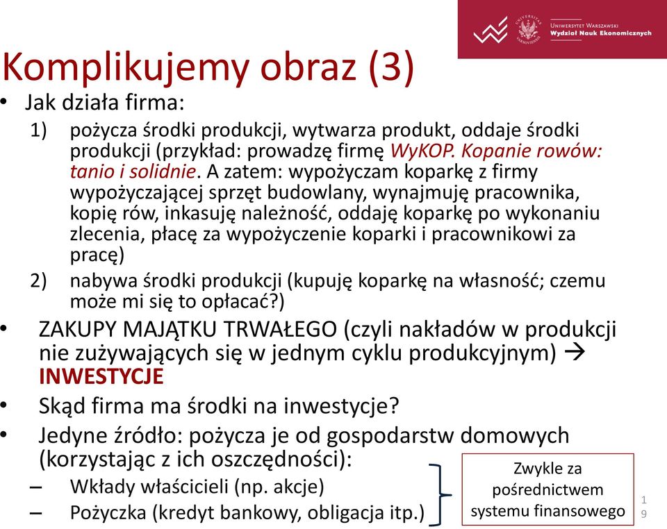 pracownikowi za pracę) 2) nabywa środki produkcji (kupuję koparkę na własnośd; czemu może mi się to opłacad?