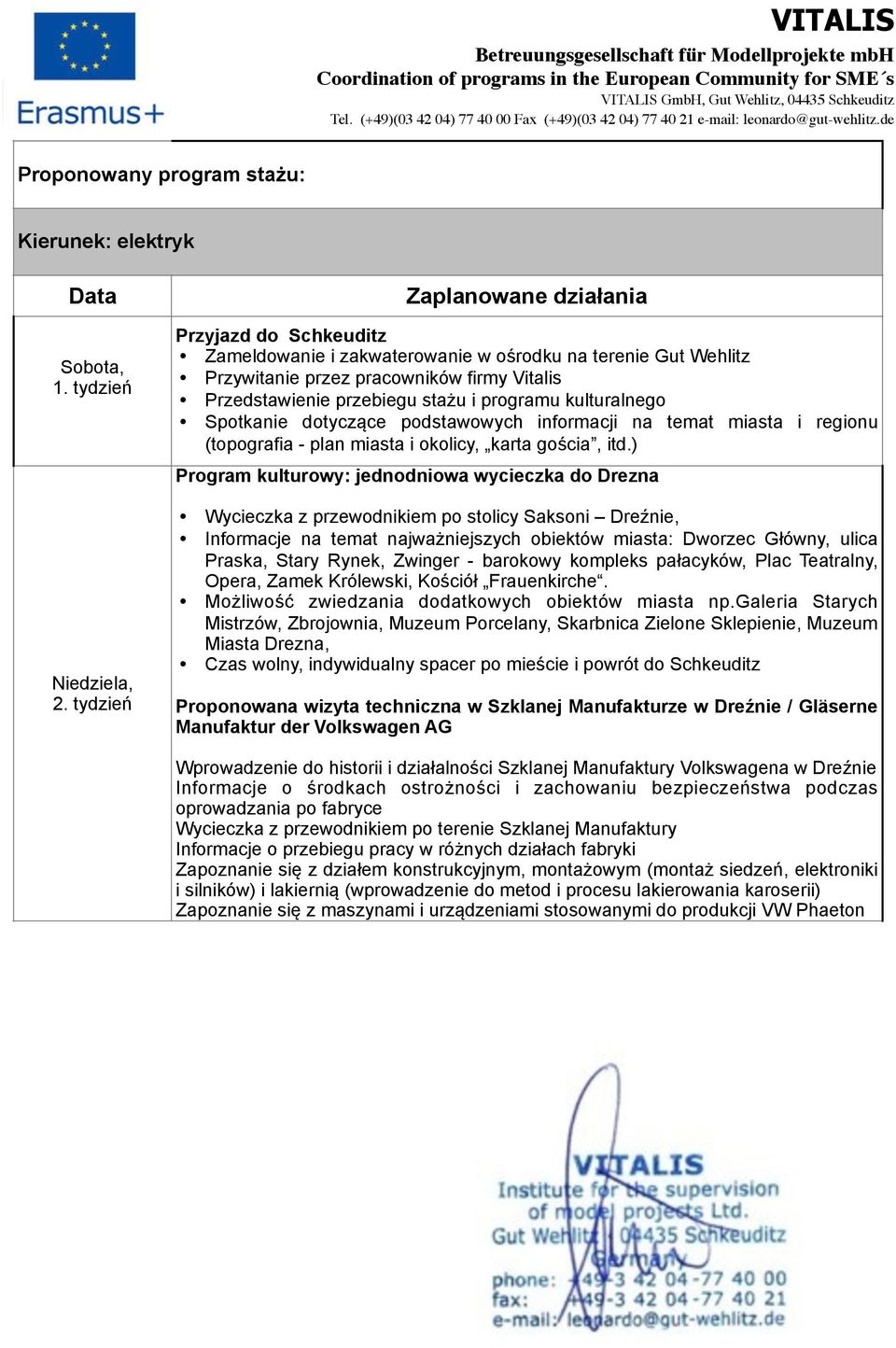 programu kulturalnego Spotkanie dotyczące podstawowych informacji na temat miasta i regionu (topografia - plan miasta i okolicy, karta gościa, itd.