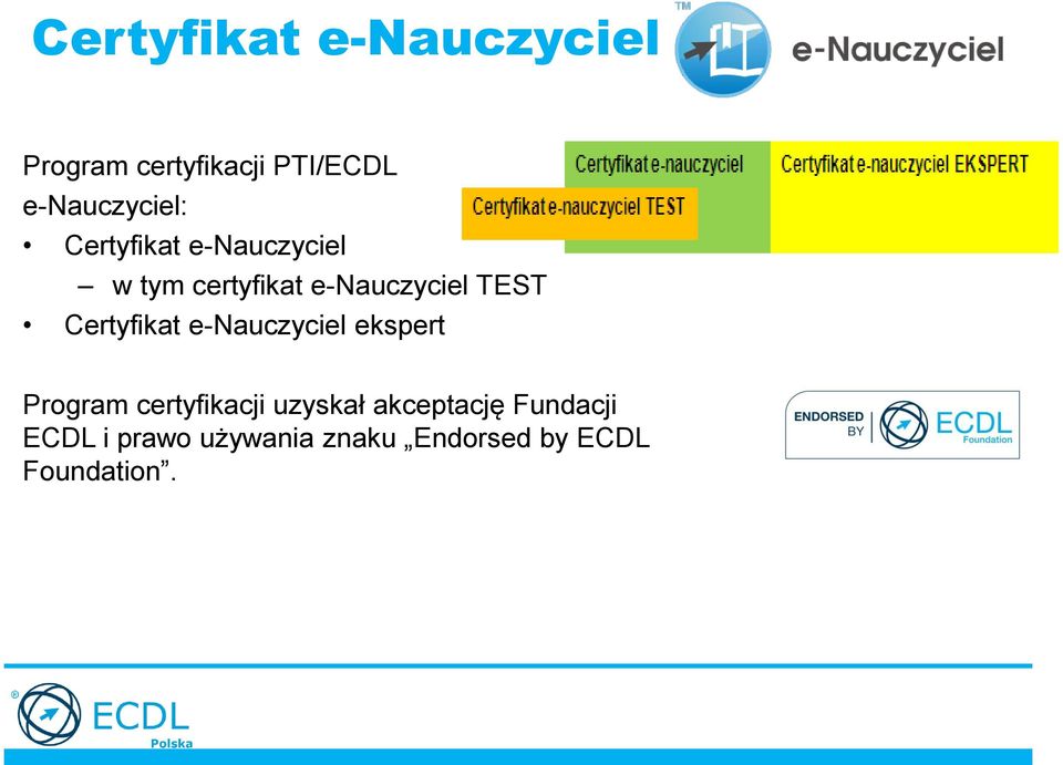 e-nauczyciel TEST Certyfikat e-nauczyciel ekspert Program