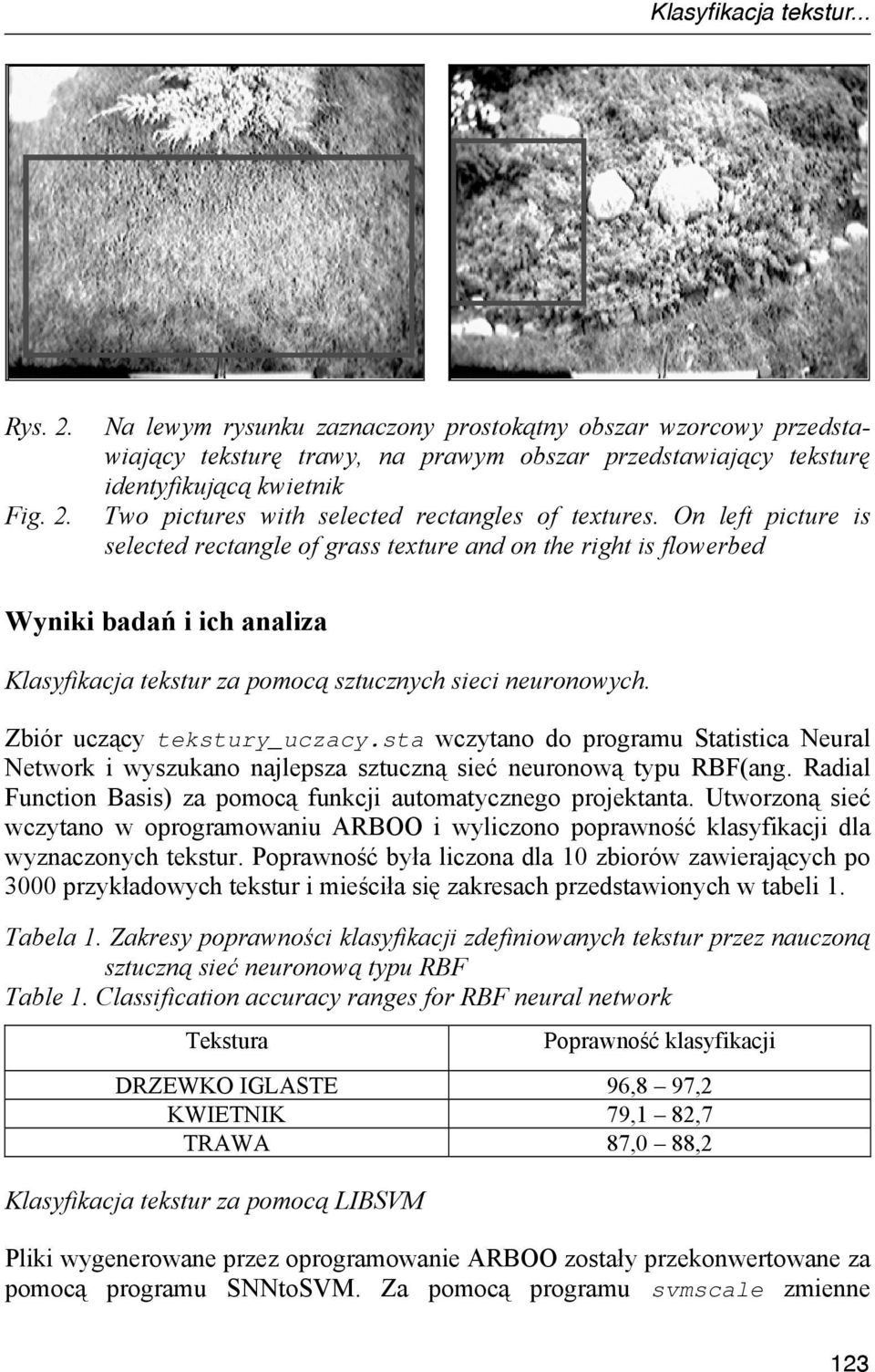 Zbiór uczący tekstury_uczacy.sta wczytano do programu Statistica Neural Network i wyszukano najlepsza sztuczną sieć neuronową typu RBF(ang.