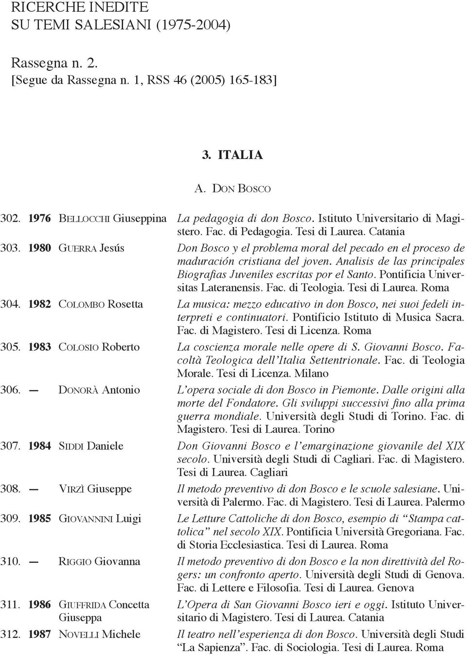 Analisis de las principales Biografias Juveniles escritas por el Santo. Pontificia Universitas Lateranensis. Fac. di Teologia. Tesi di Laurea. Roma 304.