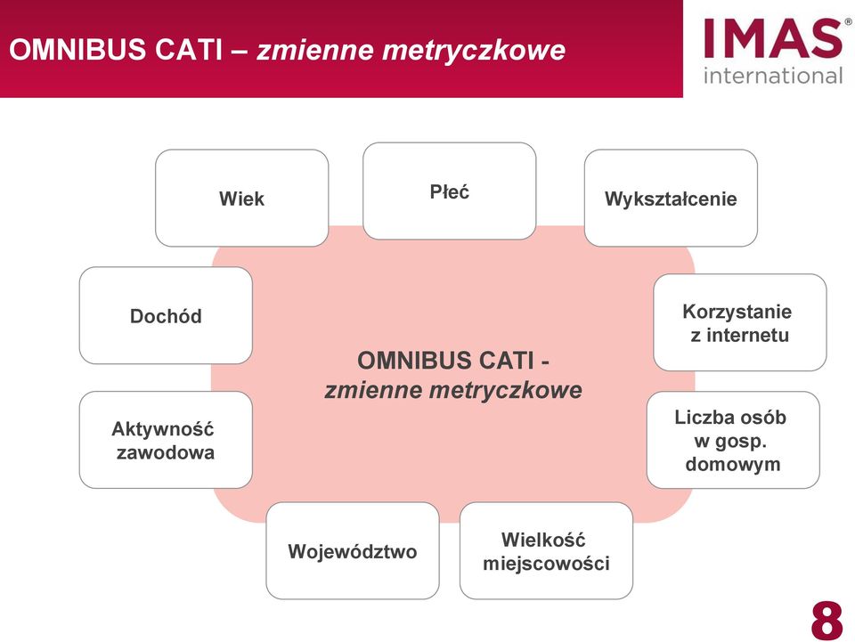 CATI - zmienne metryczkowe Korzystanie z internetu