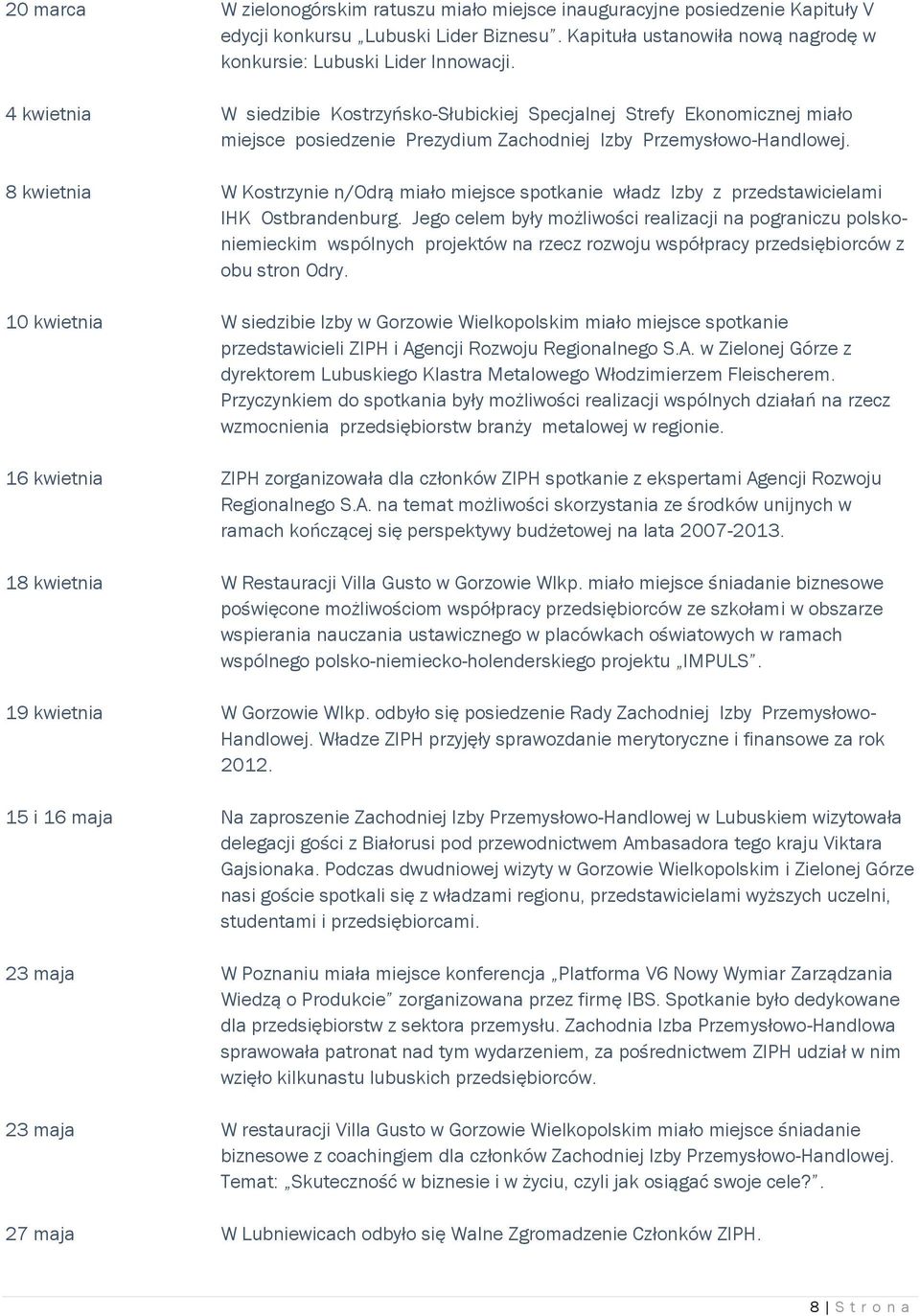 8 kwietnia W Kostrzynie n/odrą miało miejsce spotkanie władz Izby z przedstawicielami IHK Ostbrandenburg.