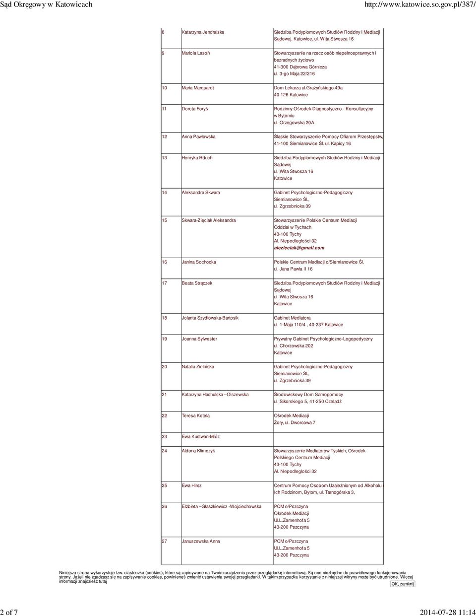 grażyńskiego 49a 40-126 11 Dorota Foryś Rodzinny Ośrodek Diagnostyczno - Konsultacyjny w Bytomiu ul.