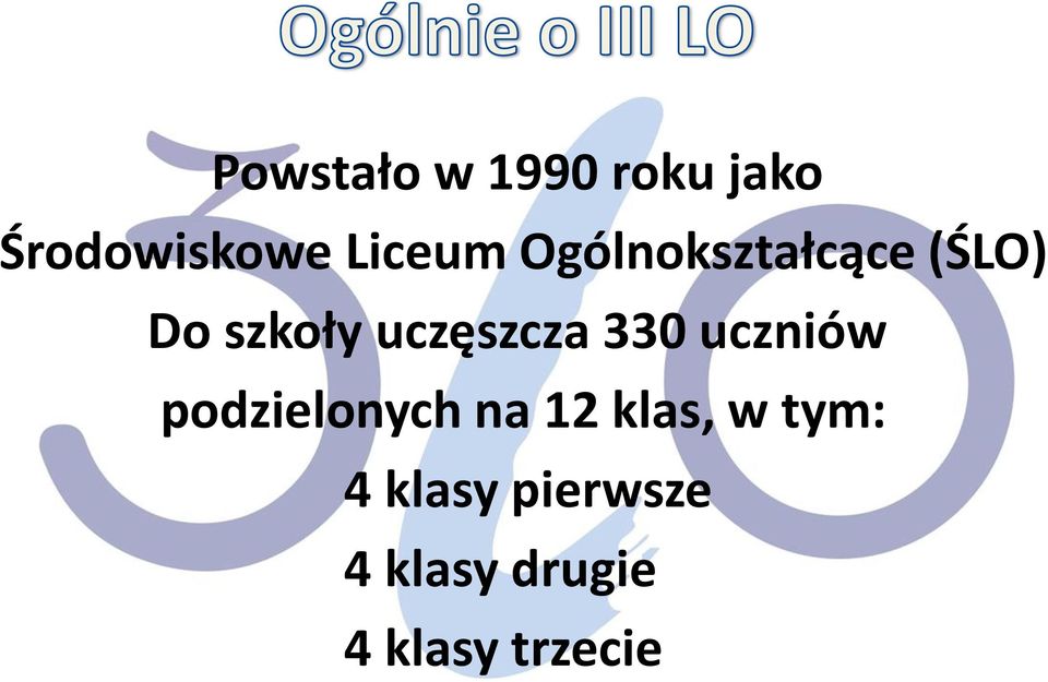 uczęszcza 330 uczniów podzielonych na 12