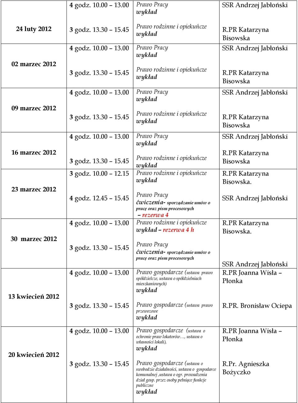 PR Joanna Wisła R.PR. Bronisław Ociepa 20 kwiecień 2012 ochronie praw lokatorów, ustawa o własności lokali), swobodzie