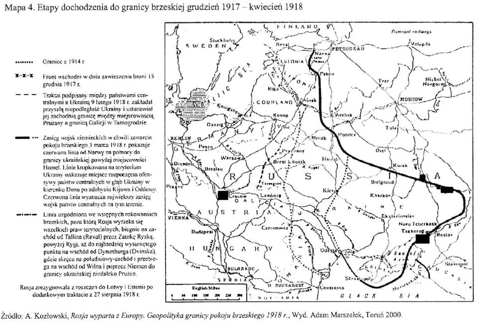 zakladal przyszli{ niepodleglość Ukrainy i ustanawiał jej zachodnią granicę między miejscowością Prażany a granicą Galicji w Tarnogrodzie Zasięg wojsk niemieckich w chwili zawarcia pokoju brzeskiego