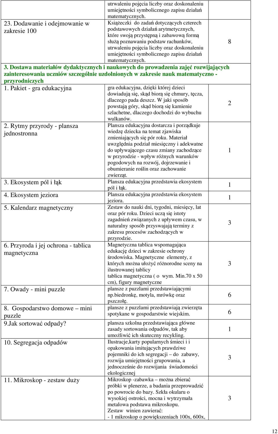 umiejętności symbolicznego zapisu działań matematycznych.