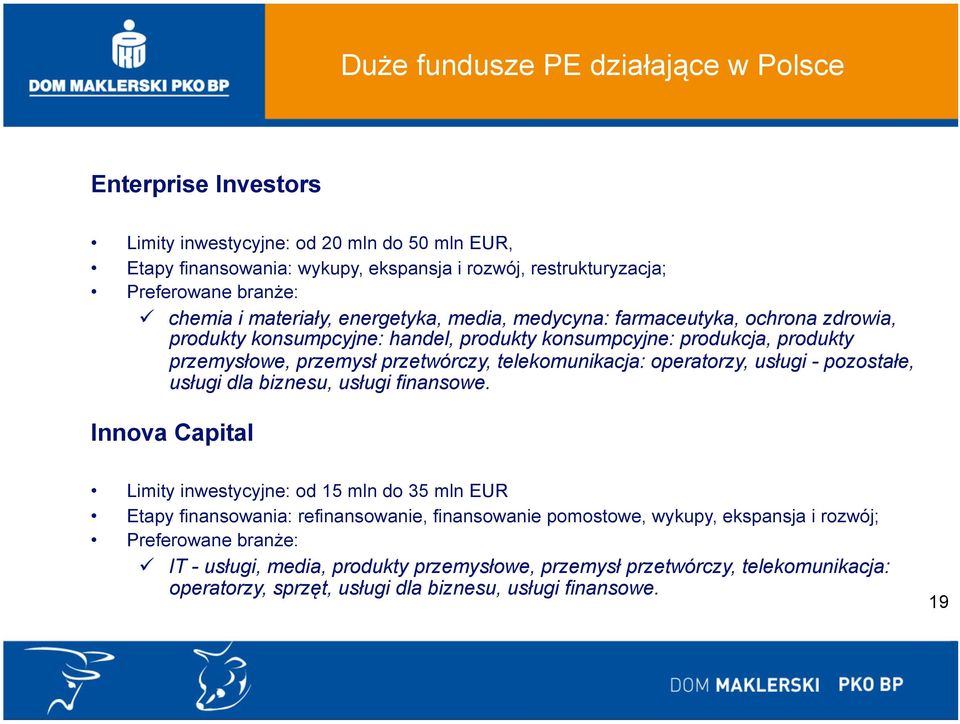 telekomunikacja: operatorzy, usługi - pozostałe, usługi dla biznesu, usługi finansowe.