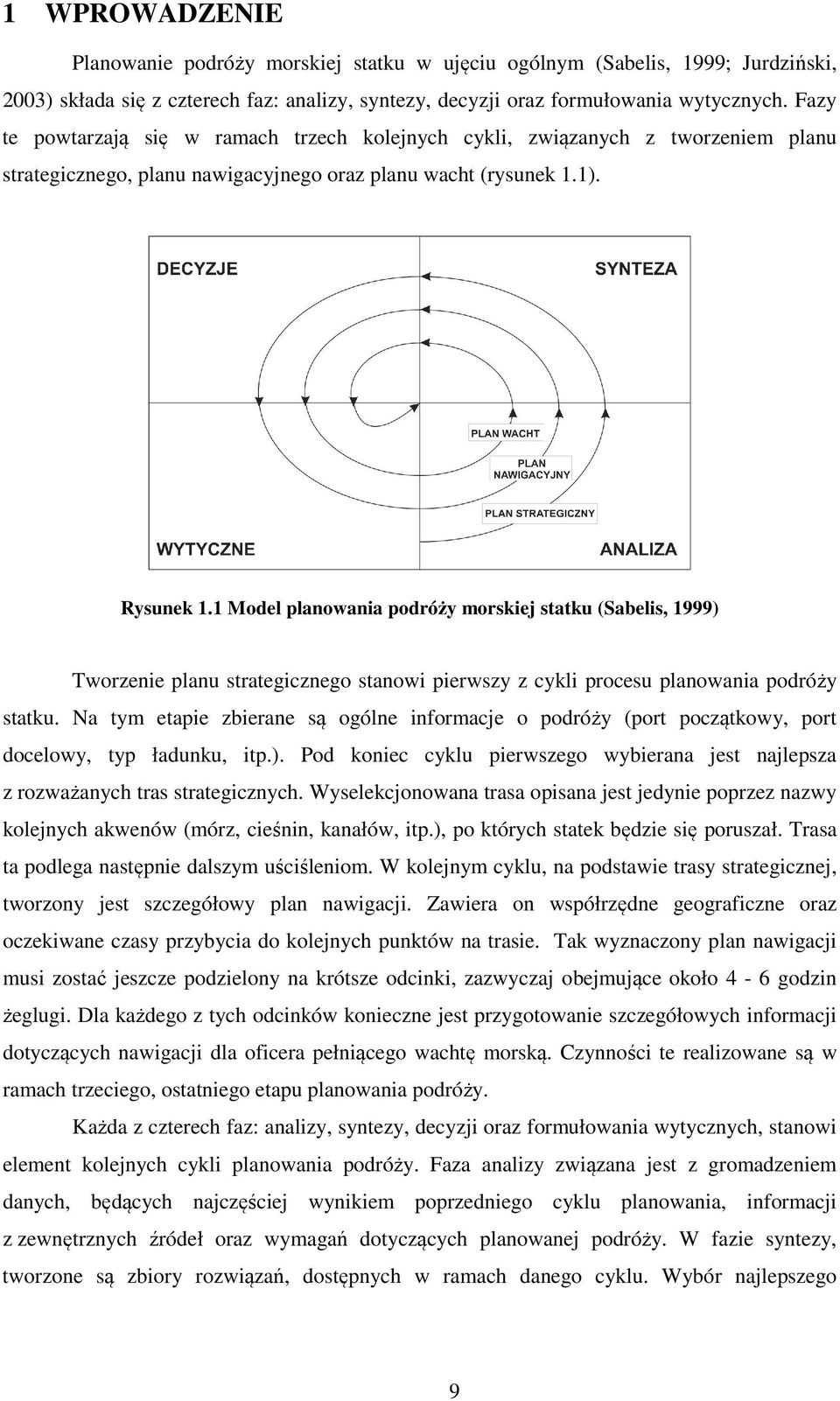 1 Model planowania podróży morskiej statku (Sabelis, 1999) Tworzenie planu strategicznego stanowi pierwszy z cykli procesu planowania podróży statku.