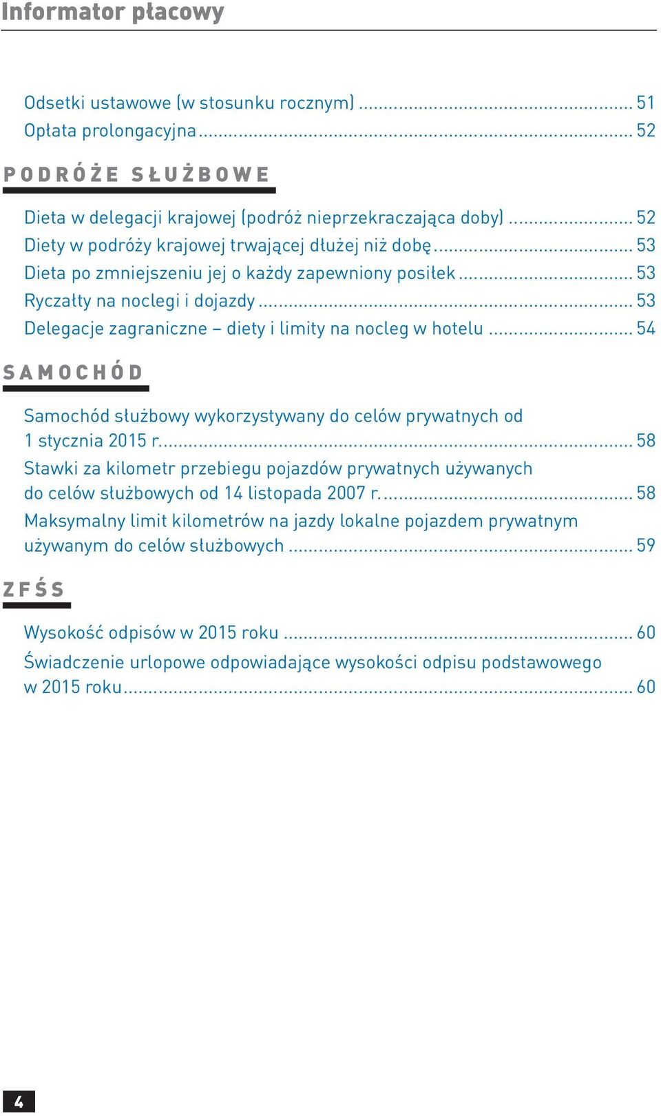 .. 53 Delegacje zagraniczne diety i limity na nocleg w hotelu... 54 S a m o c h ó d Samochód służbowy wykorzystywany do celów prywatnych od 1 stycznia 2015 r.