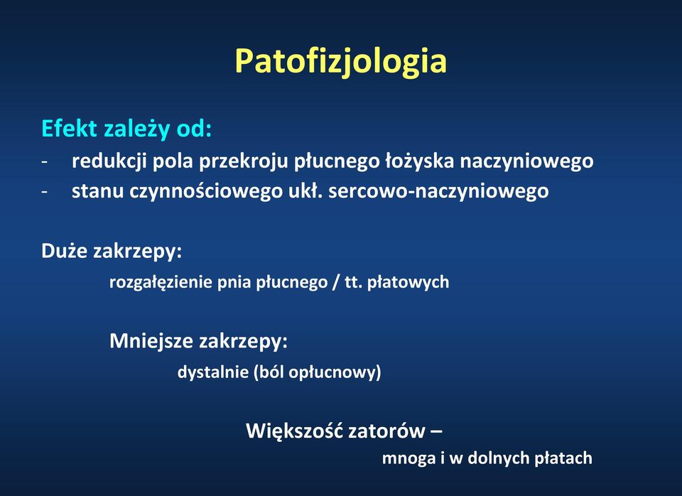 sercowo-naczyniowego Duże zakrzepy: rozgałęzienie pnia płucnego / tt.