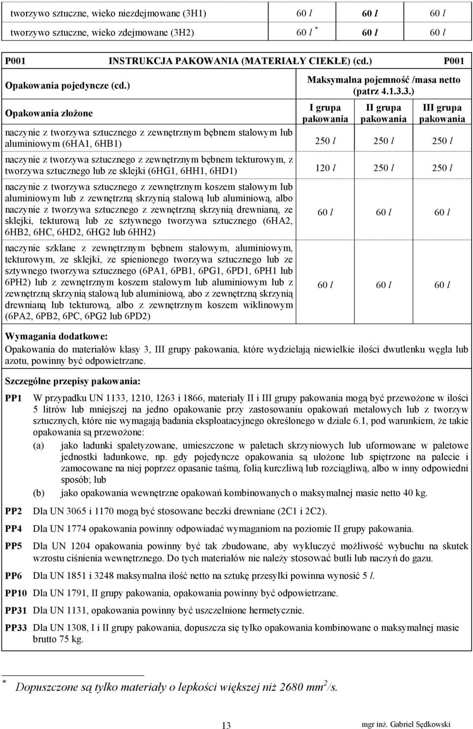 3.) I grupa II grupa III grupa naczynie z tworzywa sztucznego z zewnętrznym bębnem stalowym lub aluminiowym (6HA1, 6HB1) 250 l 250 l 250 l naczynie z tworzywa sztucznego z zewnętrznym bębnem