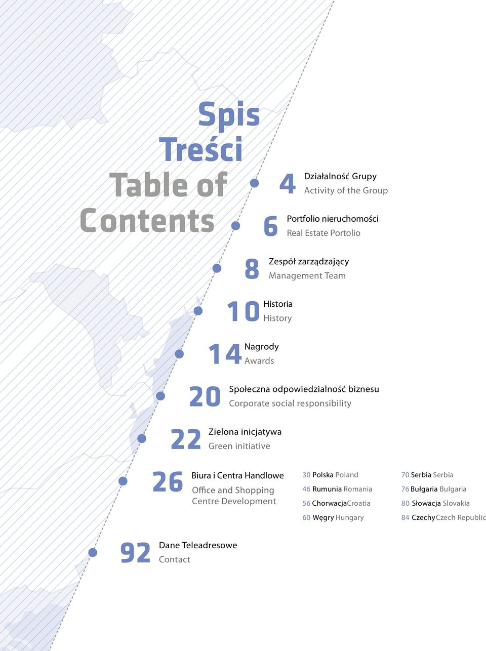 responsibility 22 Z ielona inicjatywa Green initiative 26 Biura i Centra Handlowe Centre Development 30 Polska Poland 46 Rumunia