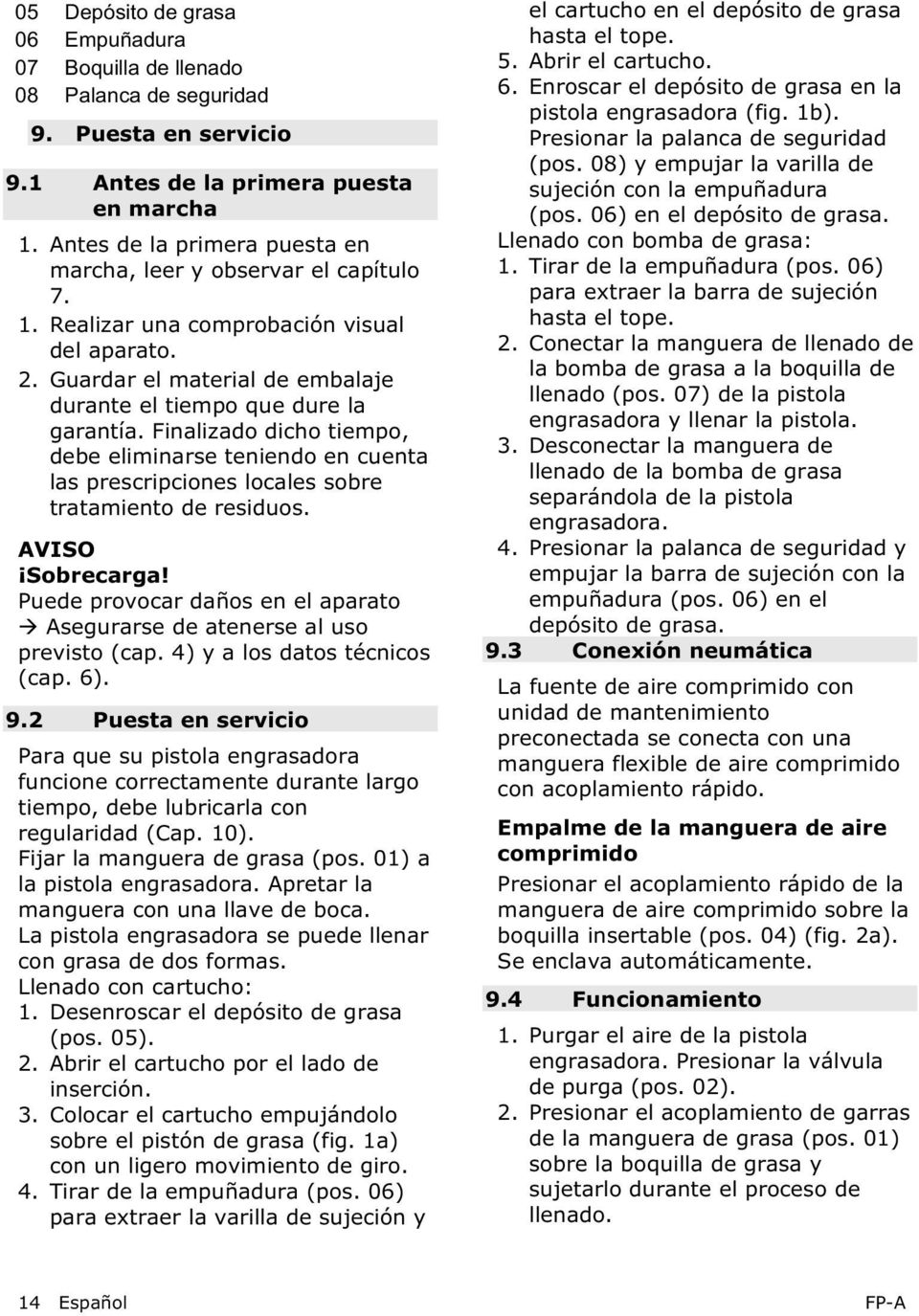 Finalizado dicho tiempo, debe eliminarse teniendo en cuenta las prescripciones locales sobre tratamiento de residuos. AVISO Sobrecarga!