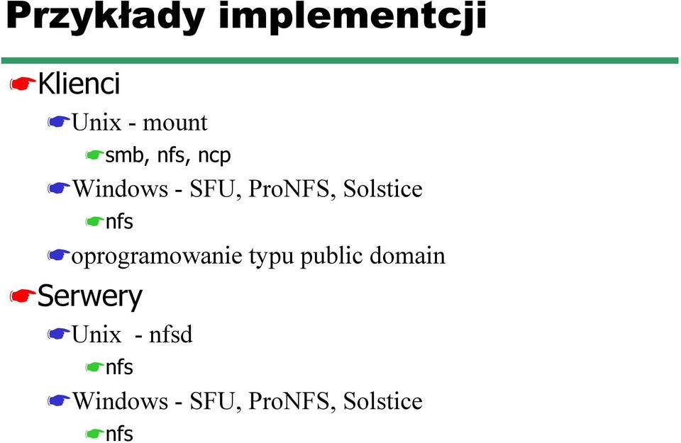 nfs oprogramowanie typu public domain Serwery