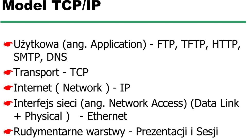 TCP Internet ( Network ) - IP Interfejs sieci (ang.