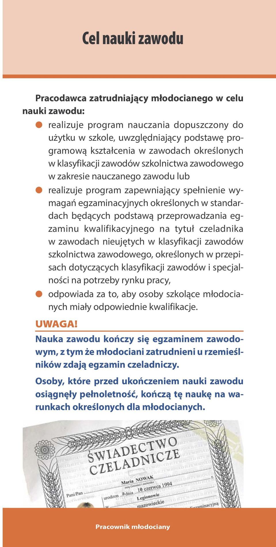 podstawą przeprowadzania egzaminu kwalifikacyjnego na tytuł czeladnika w zawodach nieujętych w klasyfikacji zawodów szkolnictwa zawodowego, określonych w przepisach dotyczących klasyfikacji zawodów i