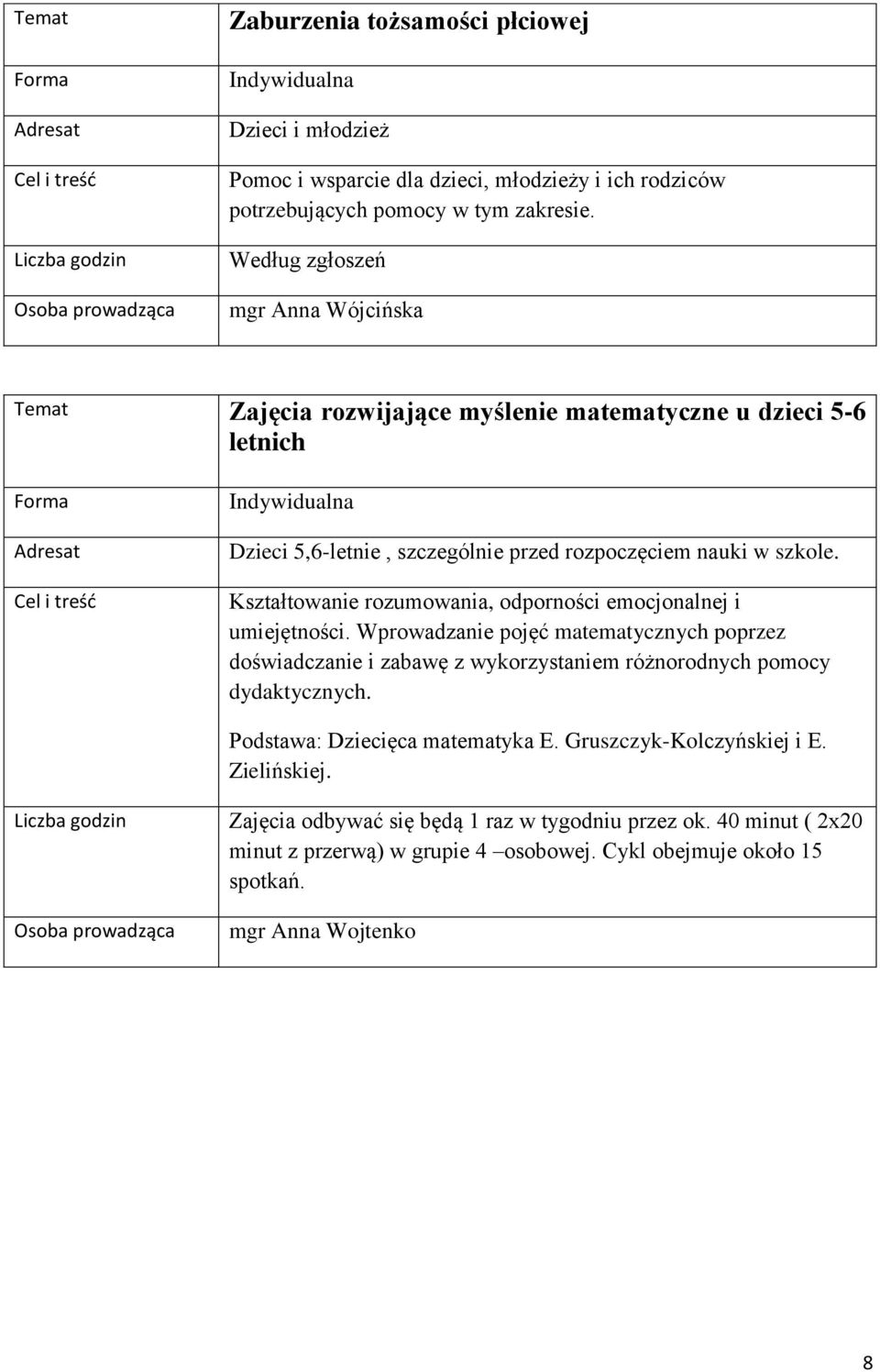 Kształtowanie rozumowania, odporności emocjonalnej i umiejętności.