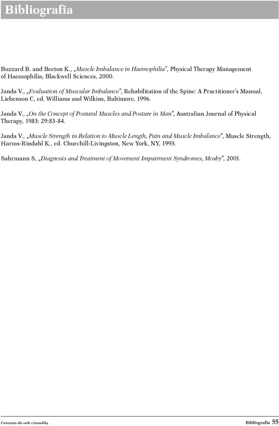 , On the Concept of Postural Muscles and Posture in Man, Australian Journal of Physical Therapy, 1983; 29:83-84. Janda V.