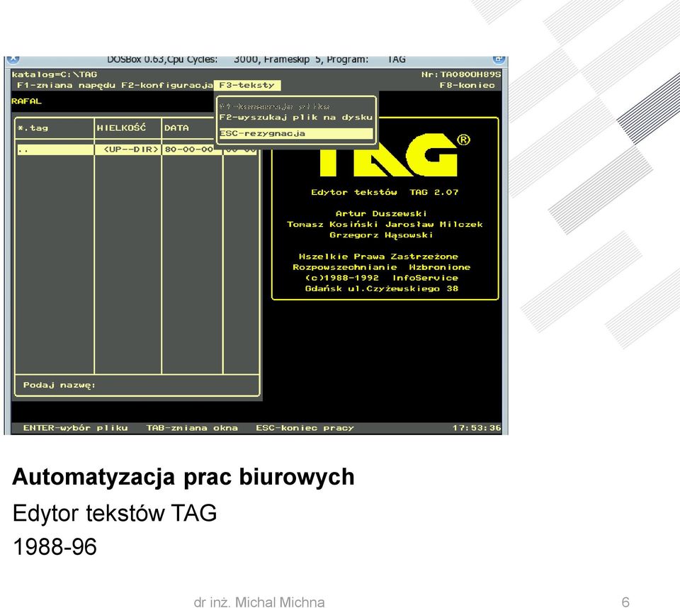 tekstów TAG 1988-96