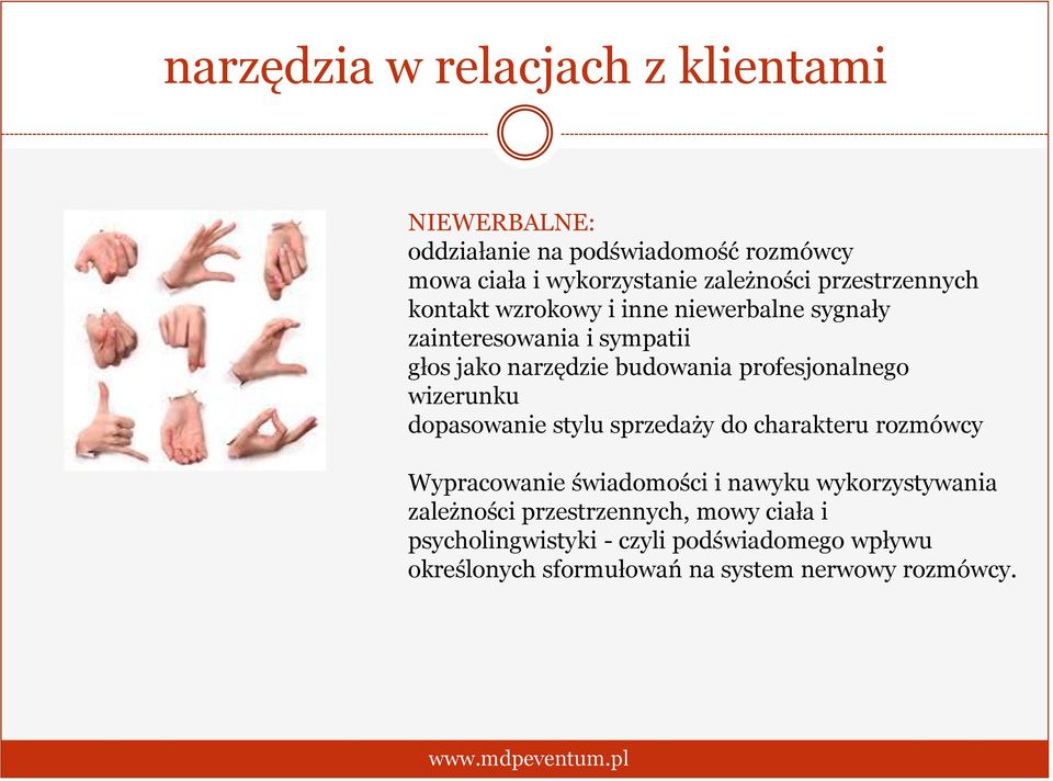 profesjonalnego wizerunku dopasowanie stylu sprzedaży do charakteru rozmówcy Wypracowanie świadomości i nawyku