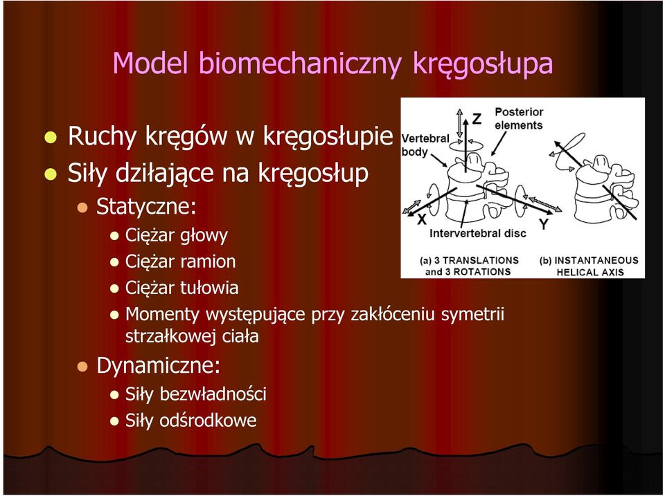 ramion Ciężar tułowia Momenty występujące przy zakłóceniu