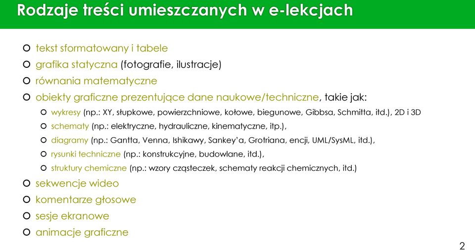 : elektryczne, hydrauliczne, kinematyczne, itp.), diagramy (np.: Gantta, Venna, Ishikawy, Sankey a, Grotriana, encji, UML/SysML, itd.), rysunki techniczne (np.