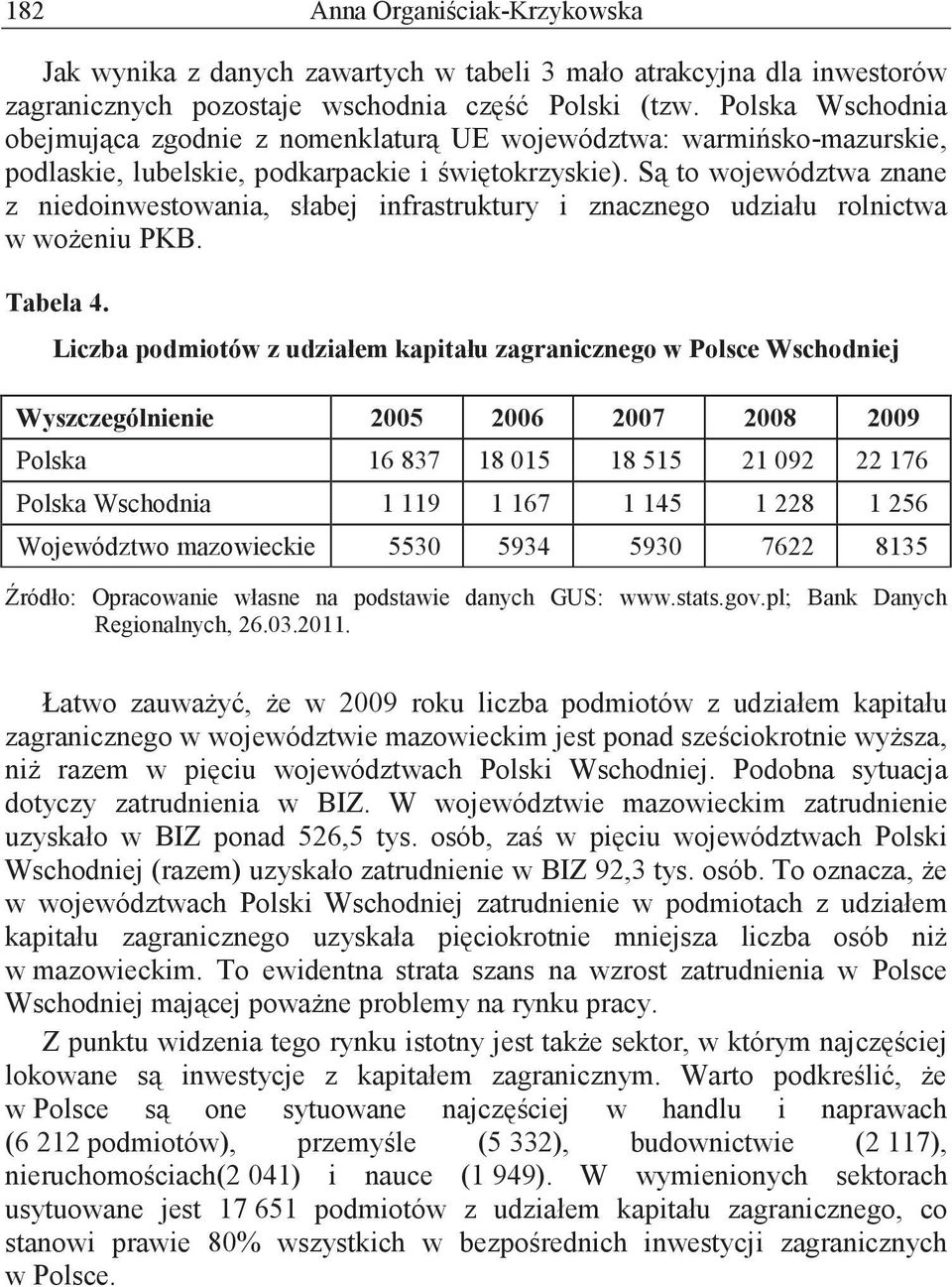 S to województwa znane z niedoinwestowania, słabej infrastruktury i znacznego udziału rolnictwa w wo eniu PKB. Tabela 4.