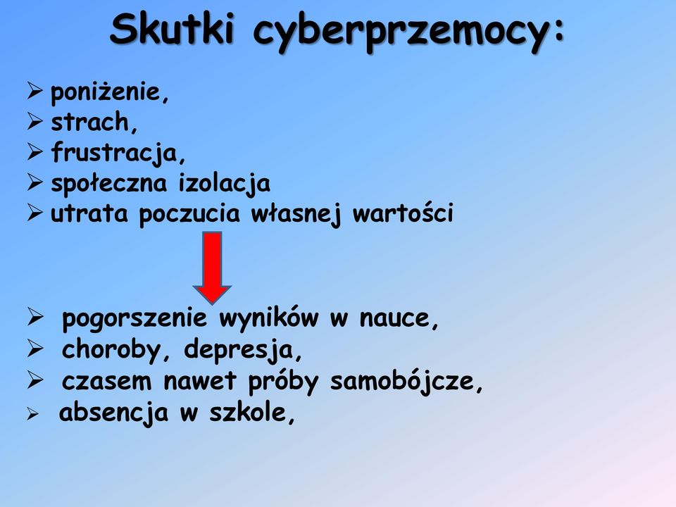 własnej wartości pogorszenie wyników w nauce,