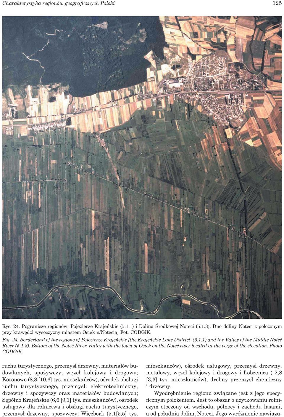 1) and the Valley of the Middle Noteć River (5.1.3). Bottom of the Noteć River Valley with the town of Osiek on the Noteć river located at the verge of the elevation. Photo CODGiK.