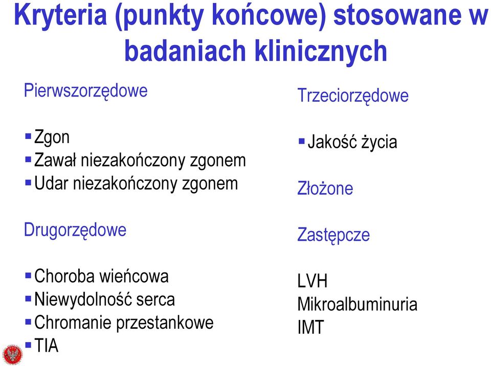 zgonem Drugorzędowe Choroba wieńcowa Niewydolność serca Chromanie