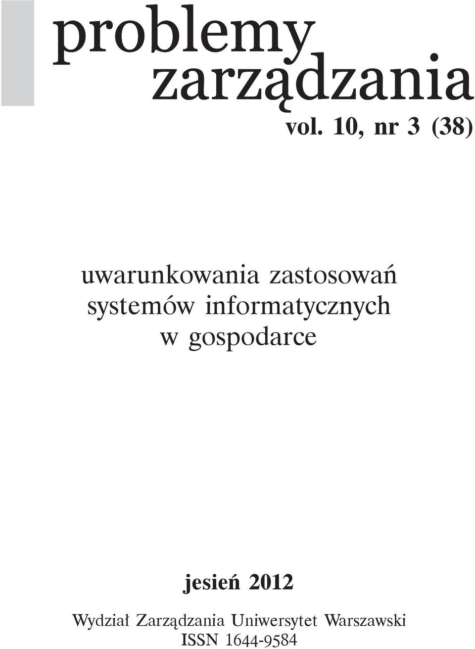 gospodarce jesień 2012 Wydział