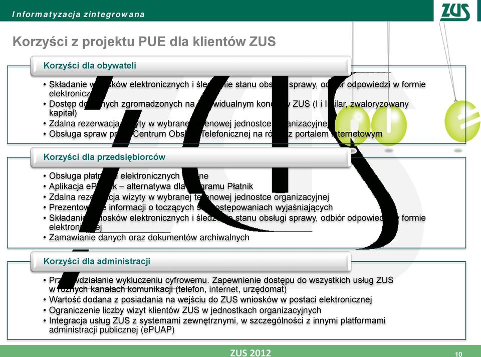 Telefonicznej na równi z portalem internetowym Korzyści dla przedsiębiorców Obsługa płatności elektronicznych on-line Aplikacja epłatnik alternatywa dla programu Płatnik Zdalna rezerwacja wizyty w