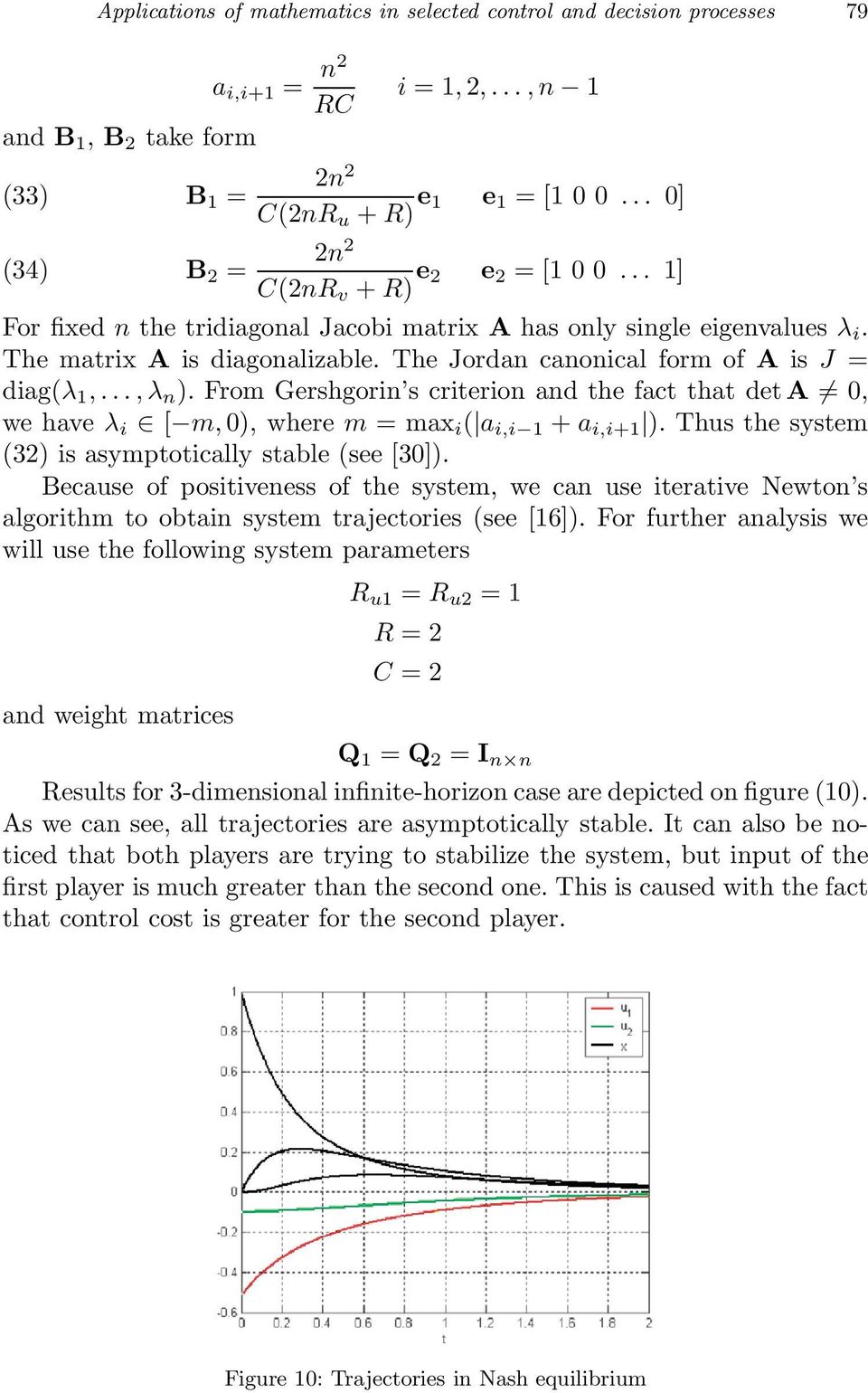 The Jordan canonical form of A is J = diag(λ 1,...,λ n ). From Gershgorin s criterion and the fact that det A 0, we have λ i [ m, 0), where m =max i ( a i,i 1 + a i,i+1 ).