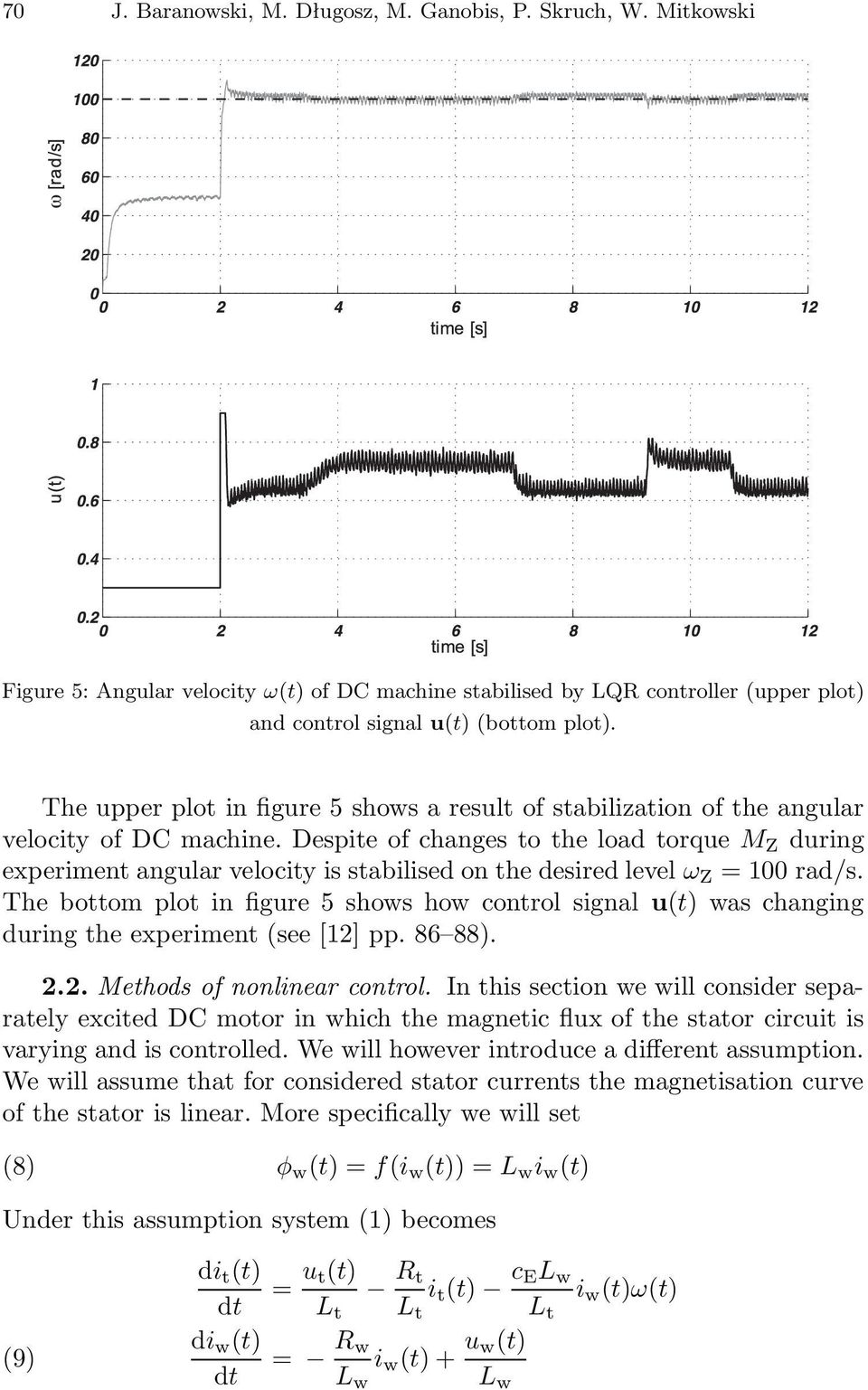 Despite of changes to the load torque M Z during experiment angular velocity is stabilised on the desired level ω Z = 100 rad/s.