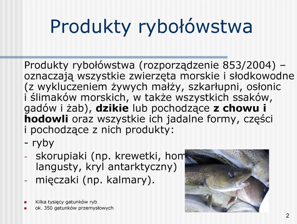 pochodzące z chowu i hodowli oraz wszystkie ich jadalne formy, części i pochodzące z nich produkty: - ryby - skorupiaki (np.