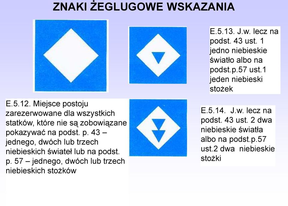 Miejsce postoju zarezerwowane dla wszystkich statków, które nie są zobowiązane pokazywać na podst. p. 43 jednego, dwóch lub trzech niebieskich świateł lub na podst.