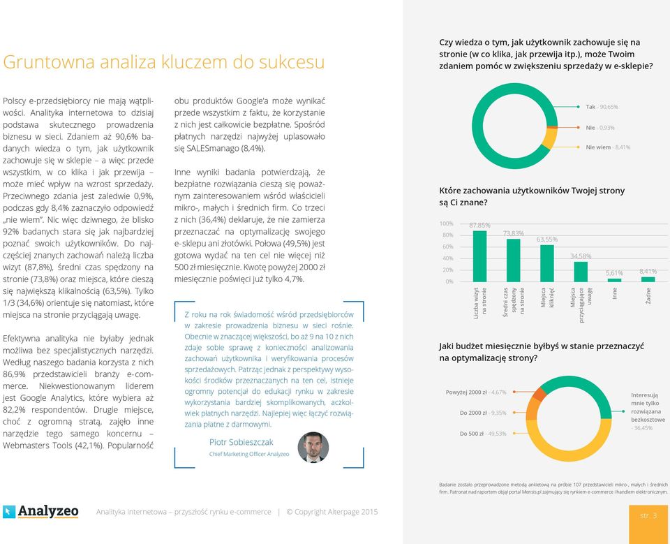 Zdaniem aż 90,6% badanych wiedza o tym, jak użytkownik zachowuje się w sklepie a więc przede wszystkim, w co klika i jak przewija może mieć wpływ na wzrost sprzedaży.