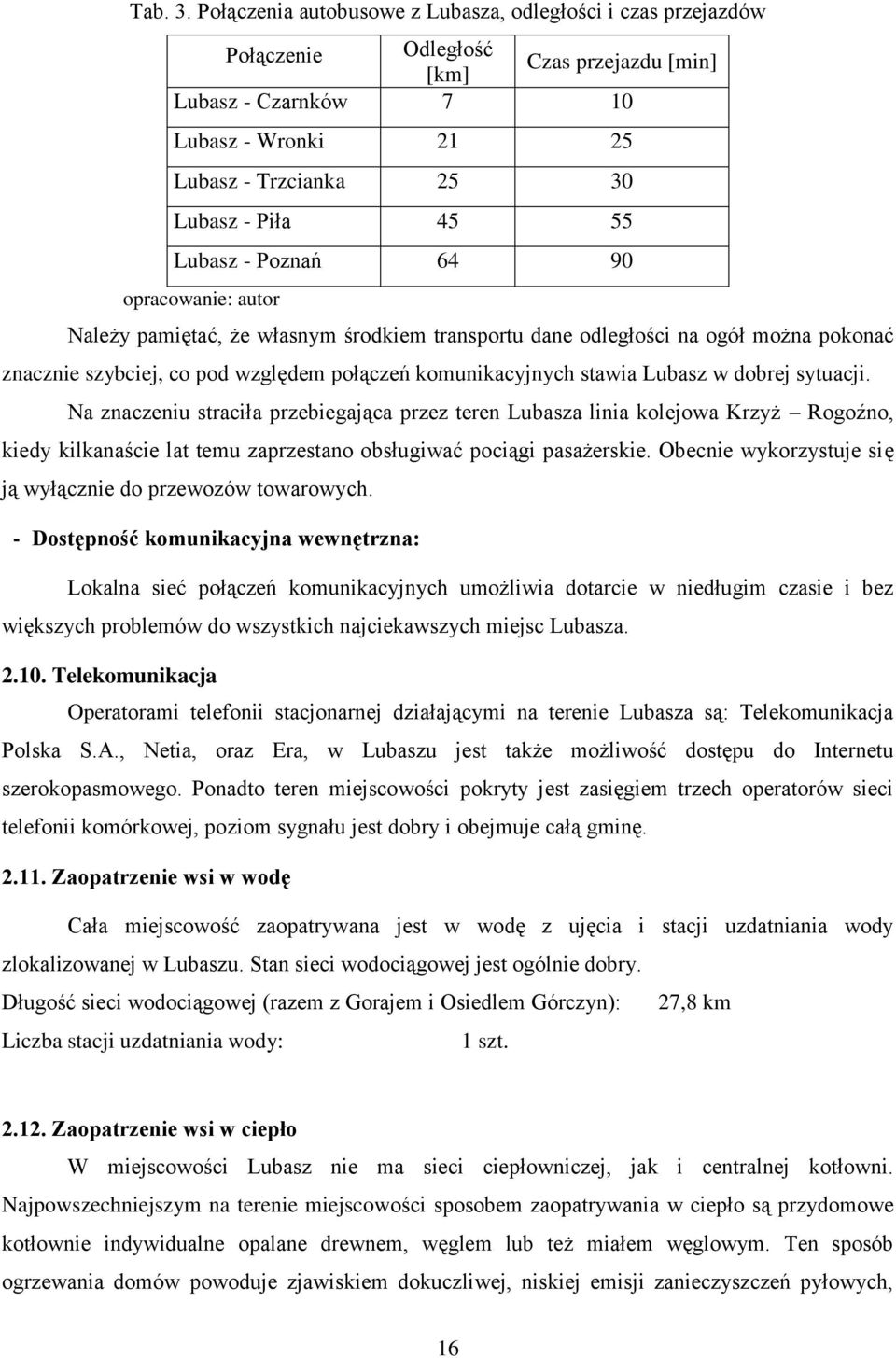 Lubasz - Poznań 64 90 opracowanie: autor Należy pamiętać, że własnym środkiem transportu dane odległości na ogół można pokonać znacznie szybciej, co pod względem połączeń komunikacyjnych stawia