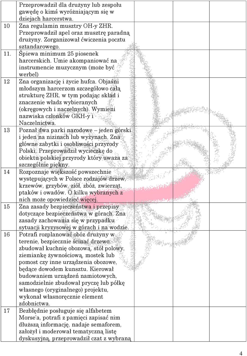 Objaśni młodszym harcerzom szczegółowo całą strukturę ZHR, w tym podając skład i znaczenie władz wybieranych (okręgowych i naczelnych). Wymieni nazwiska członków GKH-y i Naczelnictwa.