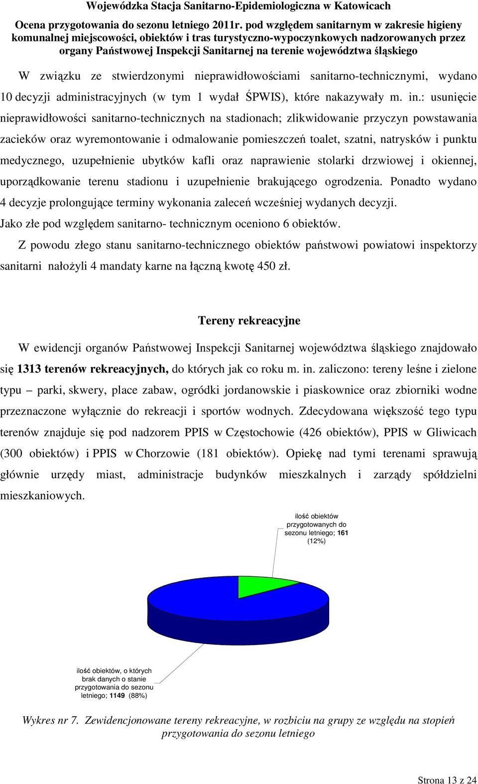 medycznego, uzupełnienie ubytków kafli oraz naprawienie stolarki drzwiowej i okiennej, uporządkowanie terenu stadionu i uzupełnienie brakującego ogrodzenia.