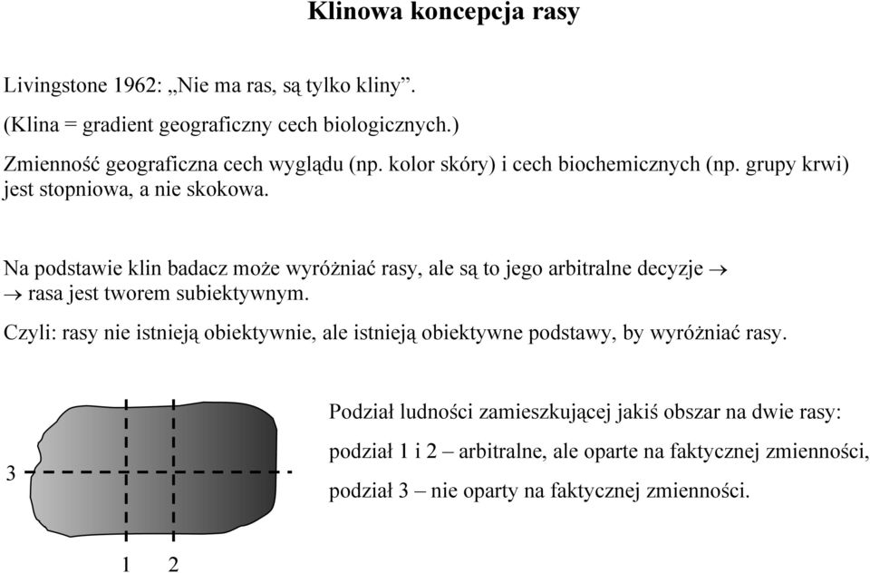 Na podstawie klin badacz może wyróżniać rasy, ale są to jego arbitralne decyzje rasa jest tworem subiektywnym.